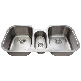 42-3/4" Triple Bowl Undermount Stainless Steel Kitchen Sink with Two Holes - OPEN BOX
