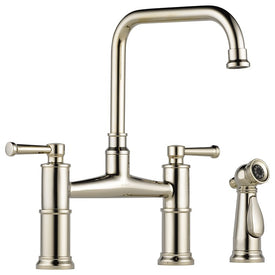 Artesso High Arc Two Handle Widespread Bridge Kitchen Faucet with Sprayer and Lever Handles