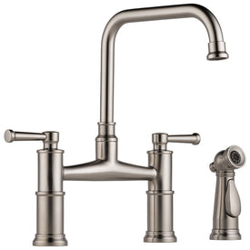 Artesso High Arc Two Handle Widespread Bridge Kitchen Faucet with Sprayer and Lever Handles