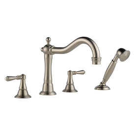 Tresa Two Handle Roman Tub Faucet with Lever Handles and Handshower