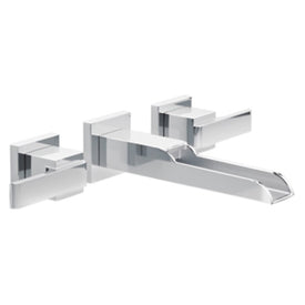 Ara Two Handle Wall-Mount Bathroom Faucet Trim with Channel Spout