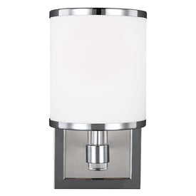 Sconce Prospect Park 1 Lamp Satin Nickel/Chrome White Opal Etched