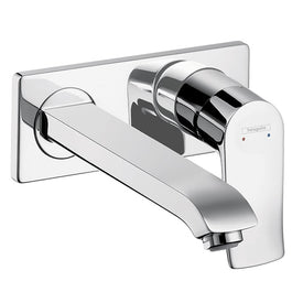 Metris E Single Handle Wall-Mount Bathroom Faucet with Base Plate