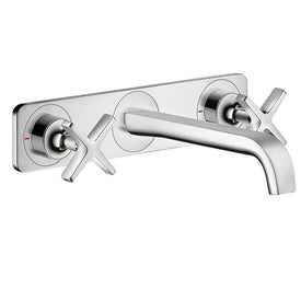 AXOR Citterio E Two Handle Wall-Mount Widespread Bathroom Faucet with Base Plate