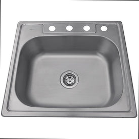 Madaket 25" Small Rectangular Single Bowl Self-Rimming 18-Gauge Stainless Steel Drop-In Kitchen Sink