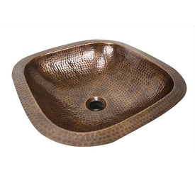 Brightwork Home 16-1/4" Square Undermount Hammered Copper Bathroom Sink With Overflow