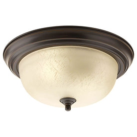 Melon Two-Light Flush Mount Ceiling Light with Etched Umber Linen Glass