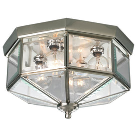 Bound Beveled Glass Four-Light Flush Mount Ceiling Lighting Fixture