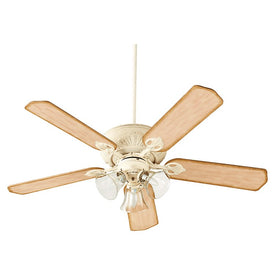 Chateaux 52" Five-Blade Three-Light Ceiling Fan with Clear Seeded Glass Shades