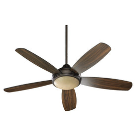 Colton 52" Five-Blade Three-Light Ceiling Fan with Amber Scavo Dome Shade