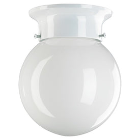 Single-Light Flush Mount Ceiling Fixture with White Glass Globe Shade