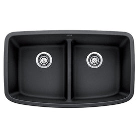 Valea 32" Equal Double Bowl Silgranit Undermount Kitchen Sink with Low Divide