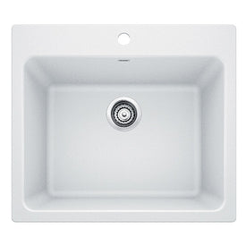 Liven 25" Single Bowl Silgranit Dual Mount Laundry Sink with 1 Hole