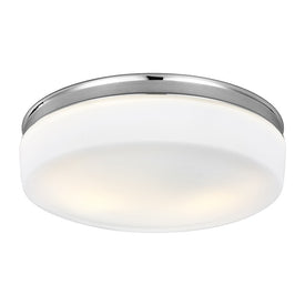 Ceiling Light Issen Flushmount 2 Lamp Chrome Opal White Etched