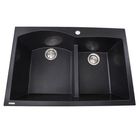 Plymouth 33" 60/40 Double Bowl Dual Mount Granite Composite Sink