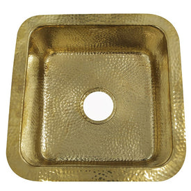 Brightwork Home 16-5/8" Square Dual Mount Hammered Brass Bar/Prep Sink