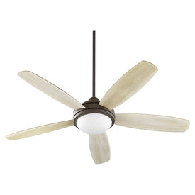Colton 52" Five-Blade Three-Light Ceiling Fan with Satin Opal Dome Shade