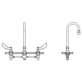 Commercial Two Handle Widespread Gooseneck Bathroom Faucet with Blade Handles