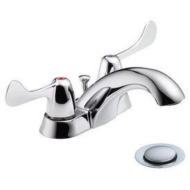 Classic Two Handle Centerset Bathroom Faucet with Metal Pop-Up Drain
