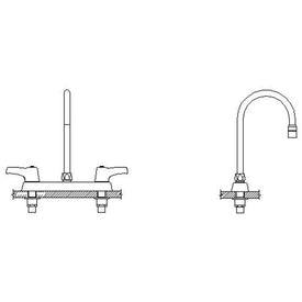Commercial Two Handle Widespread Gooseneck Kitchen Faucet with Lever Handles