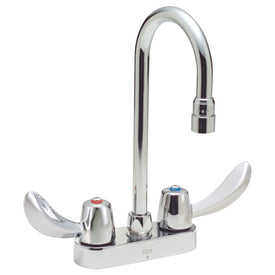 Commercial Two Handle Centerset Gooseneck Bathroom Faucet with Hooded Blade Handles