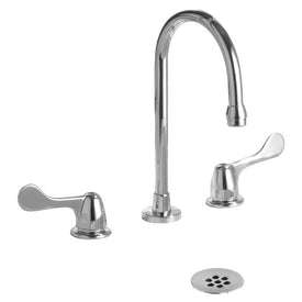 Commercial Two Handle Widespread Gooseneck Bathroom Faucet with Blade Handles/Grid Strainer