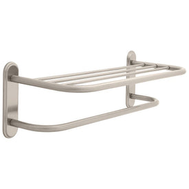 Stainless Steel Towel Shelf with 24" Single Towel Bar and Beveled Flange Edges