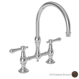 Chesterfield Two Handle High Arc Kitchen Bridge Faucet without Side Sprayer