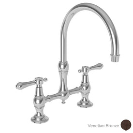 Chesterfield Two Handle High Arc Kitchen Bridge Faucet without Side Sprayer