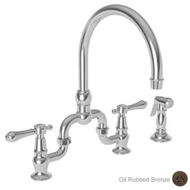 Chesterfield Two Handle High Arc Kitchen Bridge Faucet with Side Sprayer