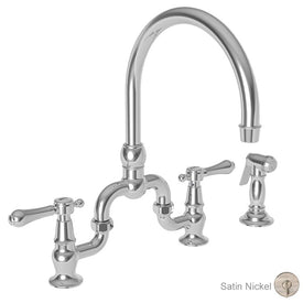 Chesterfield Two Handle High Arc Kitchen Bridge Faucet with Side Sprayer