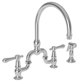 Chesterfield Two Handle High Arc Kitchen Bridge Faucet with Side Sprayer