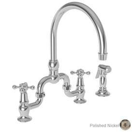 Chesterfield Two Handle High Arc Kitchen Bridge Faucet with Side Sprayer