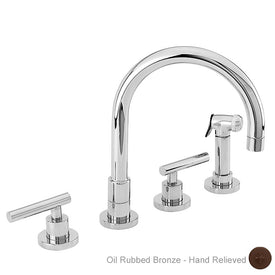 East Linear Two Handle High Arc Widespread Kitchen Faucet with Sprayer