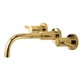 East Linear Two Handle Wall-Mount Bathroom Faucet
