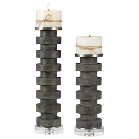 Karun Concrete Candle Holders Set of 2