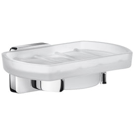 Ice Wall-Mount Glass Soap Dish with Holder