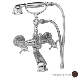 Fairfield Two Handle Exposed Floor/Wall-Mount Tub Filler Faucet with Handshower