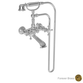 Victoria Two Handle Exposed Floor/Wall-Mount Tub Filler Faucet with Handshower