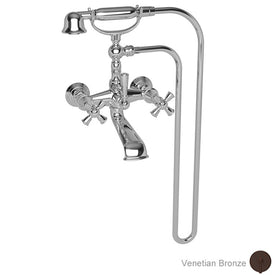 Aylesbury Two Handle Exposed Floor/Wall-Mount Tub Filler Faucet with Handshower
