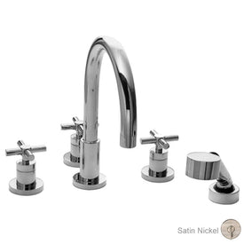 East Linear Two Handle Roman Tub Filler Trim with Handshower