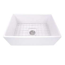 Cape 27" Single Bowl Farmhouse Fireclay Sink with Drain and Grid