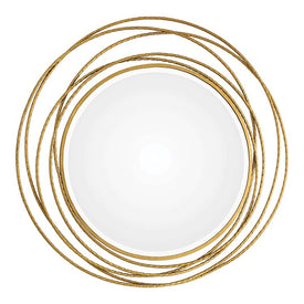 Whirlwind Gold Round Wall Mirror