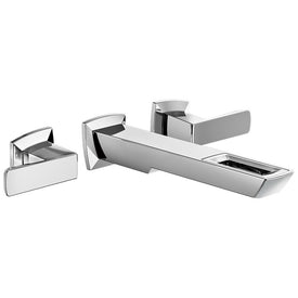 Vettis Two Handle Wall-Mount Bathroom Faucet with Open-Flow Spout