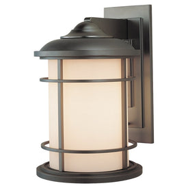 Outdoor Light Lighthouse Medium Wall Lantern 1 Lamp Burnished Bronze Opal Etched Glass cUL Edison 150 Watt