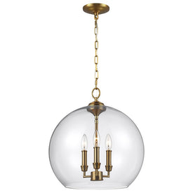 Pendant Lawler 3 Lamp Burnished Brass Clear