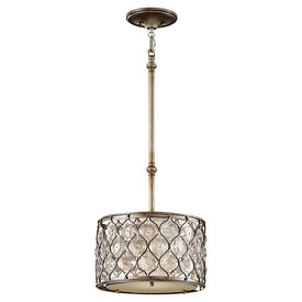 Pendant Lucia 1 Lamp Burnished Silver Linen Fabric