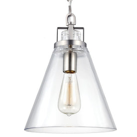 Pendant Frontage 1 Lamp Satin Nickel Clear Pressed