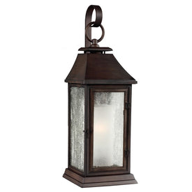 Outdoor Light Shepherd Medium Wall Lantern 1 Lamp Heritage Copper Opal Etched Glass and Clear Seeded Glass cETL A19 75 Watt