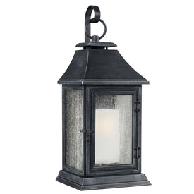 Outdoor Light Shepherd Extra Large Wall Lantern 1 Lamp Dark Weathered Zinc Opal Etched Glass and Clear Seeded Glass cETL A19 75 Watt